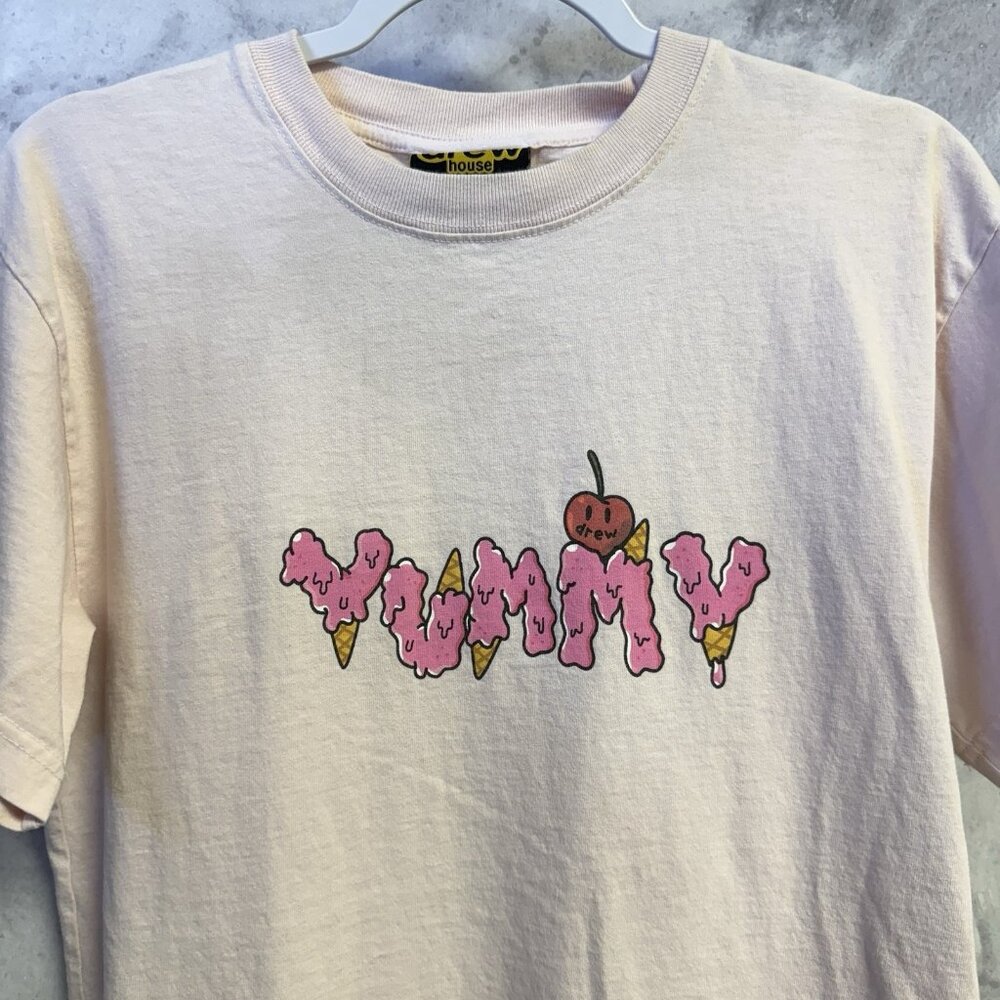 Drew House Yummy T Shirt Mens XS 19.5x27 Light Pink Short Sleeve Justin Bieber